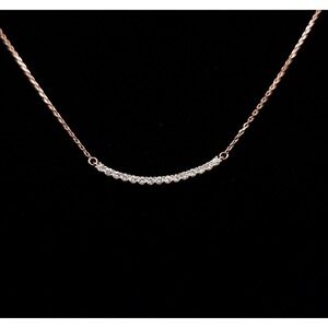 0.5 CTW Moissanite Rose Gold Necklace 925 Silver Curved Bar GRA Certified Gift